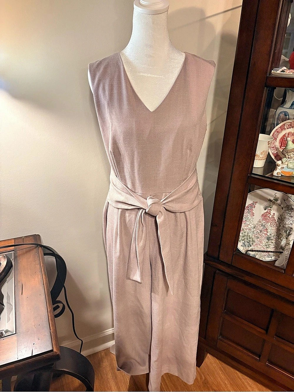 Connected Apparel Pink Tie-Waist Jumpsuit Size Medium 8 Like New